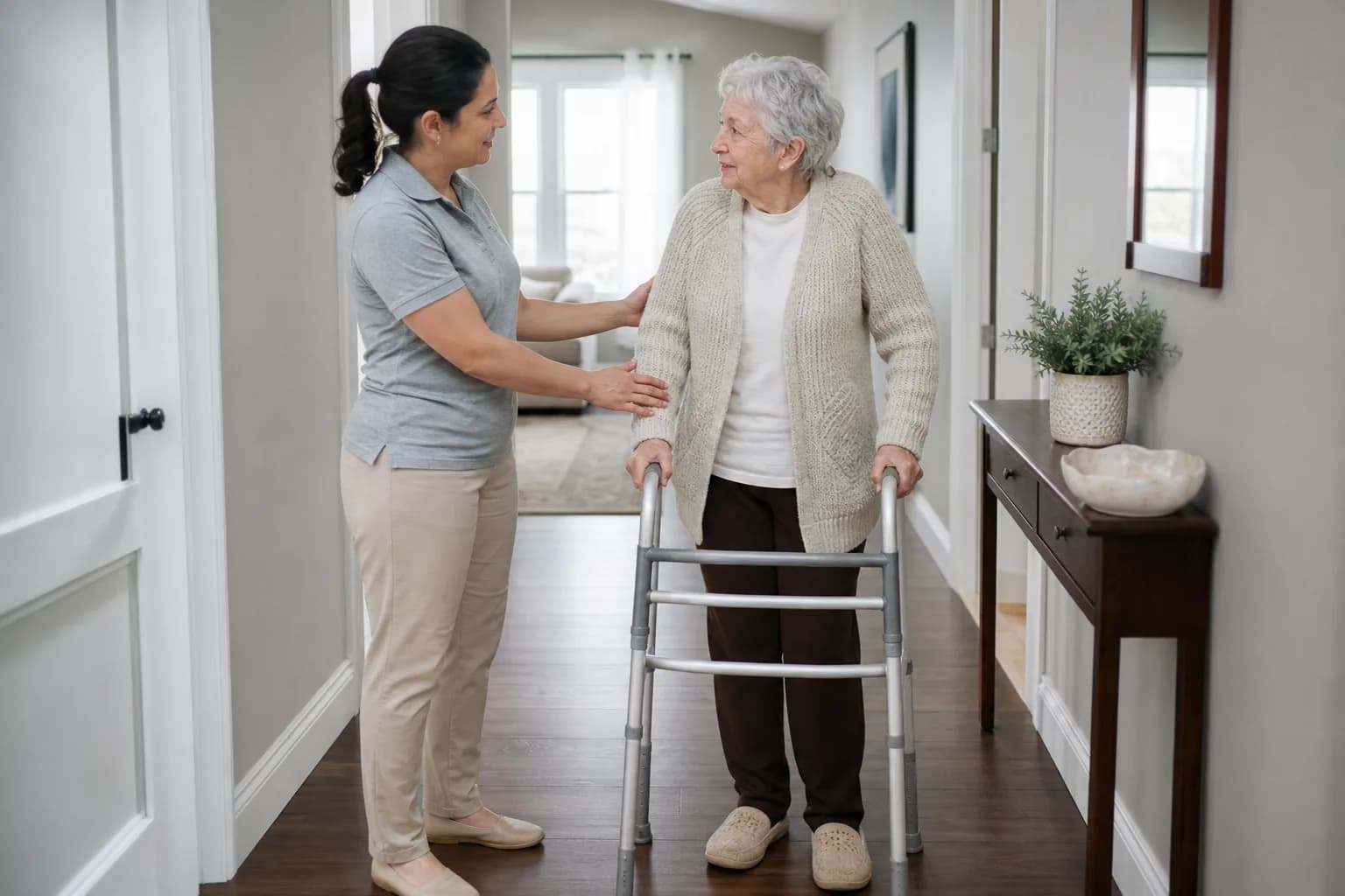 Care team discussing mobility support options